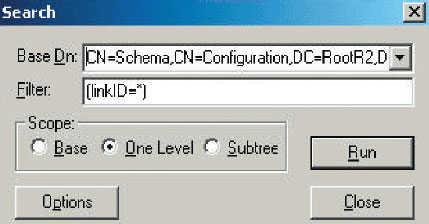 Экран A. Поиск объектов схемы, имеющих значения в атрибуте linkID