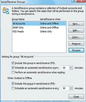 Выбор группы All Accounts в окне Send/Receive Groups