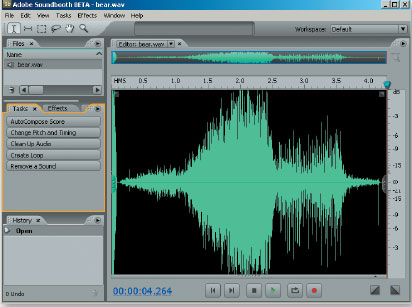 Рис. 1. Интерфейс программы Adobe Soundbooth CS3 Рис. 1. Интерфейс программы Adobe Soundbooth CS3