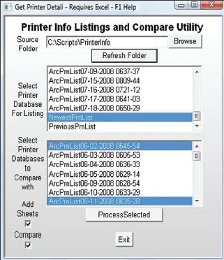 Сравнение баз данных в графическом интерфейсе PrinterInfoCompare.hta