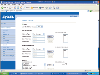 Установите запрет передачи (Drop) любых пакетов на все порты Any(All) и не забудьте ниже включить регистрацию в журнале событий (Logs)