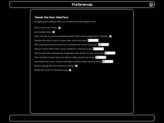 Ограничения на трафик в настройках Joost установить нельзя