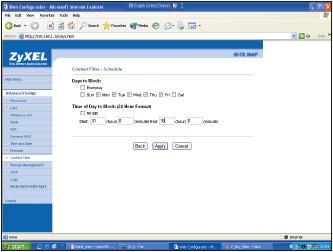 Для каждого правила фильтрации задается свой график включения