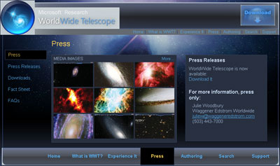 В проекте WorldWide Telescope собрана информация примерно о 300 звездных системах 
