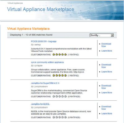 Рисунок 1. На рынке виртуальных устройств VMware предлагает пакеты из предварительно настроенных, готовых к применению виртуальных устройств.