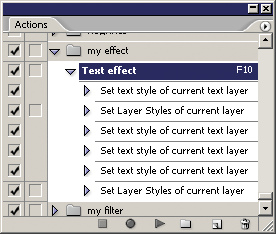 Рис. 4. Панель Actions с записанной операцией Text effect