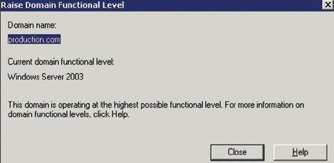 Экран 2. Проверка функционального уровня домена