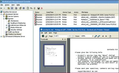Экран 2. Окно консоли управления Shadow Log Viewer и Printer Viewer