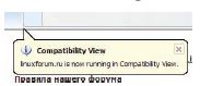Рис.2. Режим Compatibility View обеспечит комфортный просмотр проблемных страниц