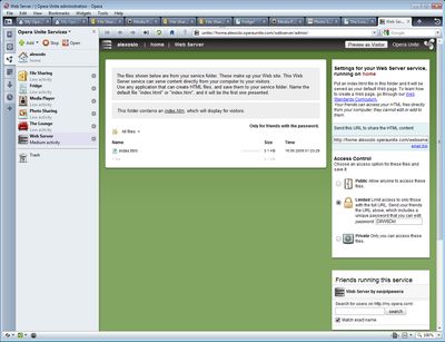 Opera Unite позволяет любому желающему запустить Web-сервер на своем настольном компьютере 