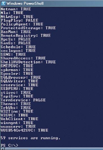 Экран 4. Получение числа работающих служб