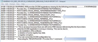 WMIDiag указывает на конкретного провайдера как источник ошибки