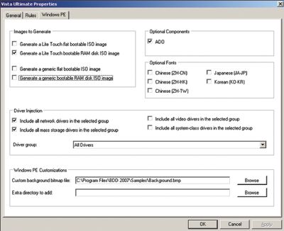 Экран 5. Вкладка Windows PE на странице свойств точки размещения