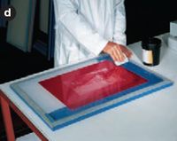 d) нанесение блокирующего раствора