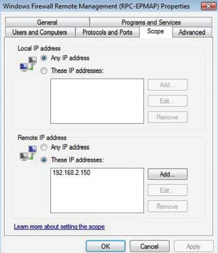 Экран 3. Изменение области действия правила входящего трафика брандмауэра Windows