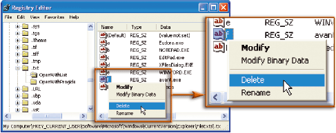 Рис. 3. Меню «Открыть с помощью» чистится путем внесения изменений в Реестр Windows