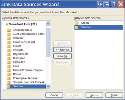 Экран 3. Связывание нескольких источников данных через мастер Link Data Sources Wizard