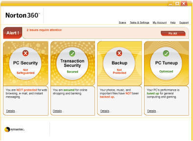 Norton 360 включает в себя не только средства защиты от вредоносных программ, но и средства антифишинга и защиты от спама, сетевой экран, системы оптимизации производительности и резервного копирования