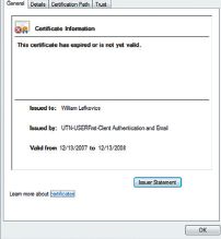Информация об ошибке сертификата