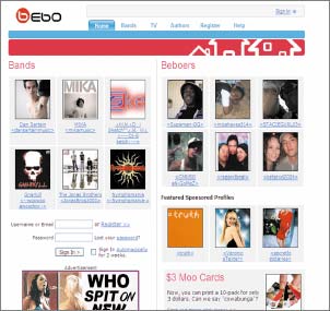 У сайта Bebo по всему миру насчитывается около 40 млн пользователей