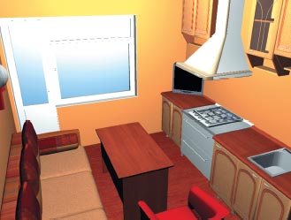 Такая картинка с проектом кухни получилась в результате рендеринга