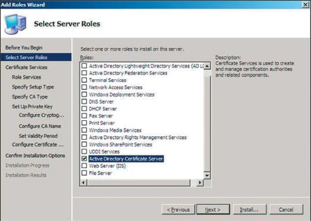 Экран 1 . Окно мастера Add Roles Wizard 