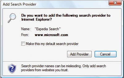 Рис. 6. В браузере Internet Explorer 7 легко добавить к списку доступных поисковых служб новую