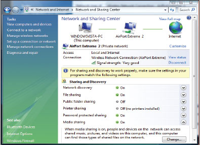 Взгляд из Vista. «Центр управления сетями и общим доступом» отображает подключения и упрощает настройки