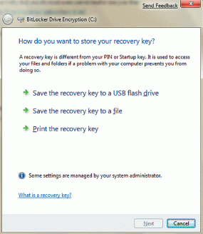 Экран 3. Варианты хранения ключей BitLocker