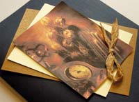 Открытка в коробке. Верёвочка и бумажный бант 