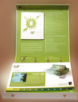 На внутренней обложке папки— пиктограммы, указывающие на особые свойства упаковки, рекомендованные тиражи и те отрасли, где эта технология распространена