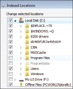 Рис. 3. Вы можете добавлять папки к указателю тех мест, в которых ОС будет вести поиск
