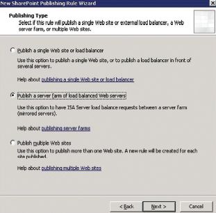 Определение типа соединения, которое использует ISA Server для опубликованной Web-фермы