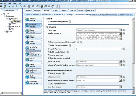  Экран 1 . Консоль F-Secure’s Policy Manager Console в режиме Anti-Virus