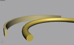 Рис. 2.  Сплайн-дуга с округлым и прямоугольным сечениями