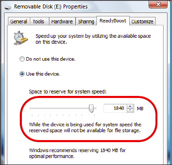 В Vista предусмотрена опция ReadyBoost, позволяющая использовать для повышения производительности системы внешнюю флэш-память, т.е. обычную «флэшку»