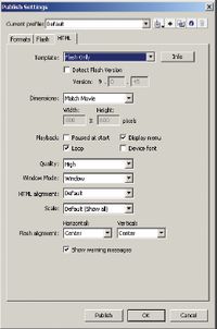 Рис. 7. Вкладка Flash диалогового окна Publish Settings