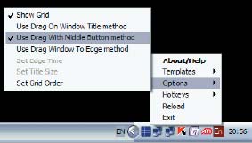 В настройках программы можно определить различные варианты срабатывания шаблона при перетаскивании окна