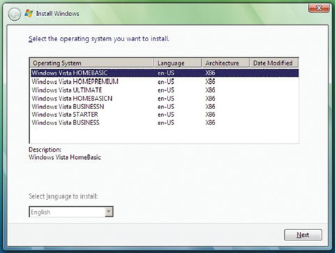 Экран 2. Выбор операционной системы для установки