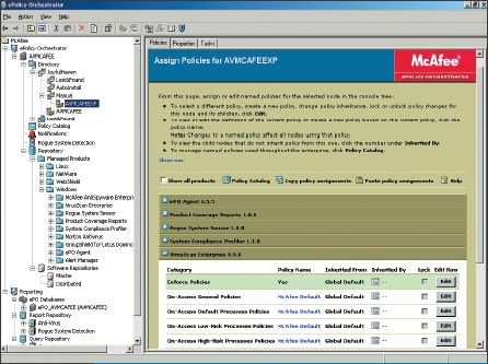 Экран 3 . Консоль ePolicy Orchestrator компании McAfee