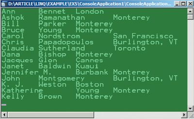 Результат чтения файла PHONE_LIST.csv средствами LINQ  (System.Linq)