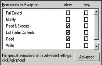 Рисунок 3. Базовые разрешения для группы Everyone