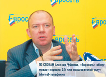 По словам Алексея Чуйкина, «Евросеть» обслуживает порядка 0,5 млн пользователей услуг Internet-телефонии