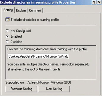 Экран 2. Исключение папки Cookies