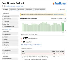 Компания FeedBurner, основанная в 2003 году, помогает Internet-издателям и рекламодателям справиться с «усложняющейся по спирали» ситуацией в области сетевого распространения информации, где перемешаны RSS-потоки, приложения-виджеты и мобильные устройства