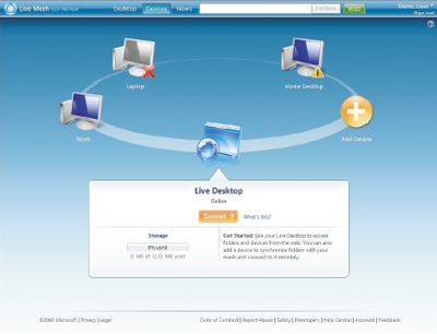 Технология Microsoft Live Mesh позволяет локально запускать Web-приложения