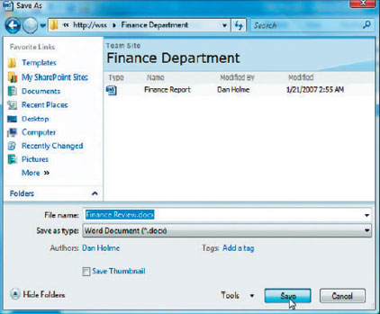 Экран 3. Сохранение документа в библиотеке документов в SharePoint-совместимом приложении