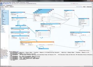 Визуальный интерфейс Yahoo Pipes позволяет создавать приложения довольно сложной структуры