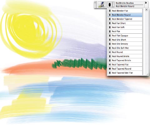 Работа инструментов RealBristle на холсте