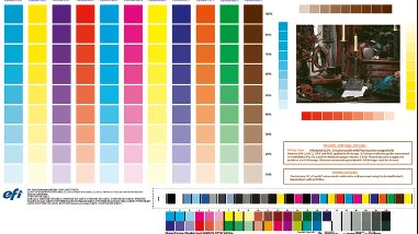 Рис. 6. Вид цветопробы, содержащей служебную информацию, шкалы Dynamic Wedge и Ugra/Fogra MediaWedge v.2.2